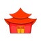 Chinese pagoda icon in cartoon style