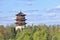 Chinese pagoda surrounded by green trees, Changchun, China