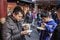 Chinese people eating restaurant steamed Xiao Long Bao in the City Temple of Shanghai