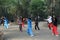 Chinese people are playing taiji sword