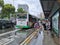 Chinese people waiting for bus in wuhan city