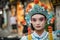 Chinese person in folk costume in Ci Qi Kou Ancient town in Chongqing