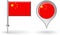 Chinese pin icon and map pointer flag. Vector