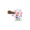 Chinese pink flower cartoon happy Sailor style with binocular