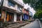 Chinese poor street with old dirty buildings