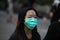 Chinese population wearing breathing mask worried about not being contaminated