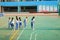 Chinese primary school students in sports, rope skipping