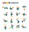 Chinese puzzle shapes cutting intellectual kids game - tangram origami vector set