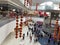 Chinese red festive colored lanterns flourish in the huge mall on Valentine\\\'s month