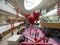 Chinese red festive colored lanterns flourish in the huge mall on Valentine\\\'s month