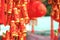 Chinese red lantern and fake firecrackers