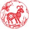 Chinese red Luck sheep illustration