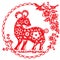 Chinese red Luck sheep illustration