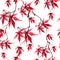 Chinese red maple leaves. Seamless pattern on white background. Watercolor