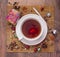 Chinese red Tea with with rosehip berries