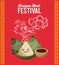 Chinese rice dumplings cartoon character dragon boat festival red background