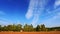 Chinese rural autumn landscape, cirrus clouds flowing in blue sky, time-lapse