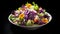 Chinese salad combines chrysanthemum and purple cabbage for a unique bitter twist, Ai Generated