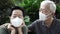 Chinese senior couple wearing mask protect risk from outbreak contamination Coronavirus scare and stress