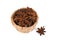 Chinese star anise, Star anise, fruits paste on a white background.