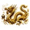 A chinese style of a charming golden dragon, with banksy art, symbol of prosperity, white background, printable