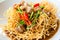 Chinese style deep fried yellow noodles with pork