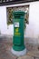 Chinese style green postbox in Xinchang Ancient Town