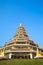 Chinese style pagoda in Thai temple under blue sky