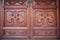 Chinese style red wood pattern auspicious clouds embossed door
