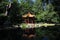 Chinese style summerhouse near pond
