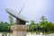 Chinese sundial in blue sky of summer afternoon