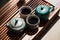 Chinese tea ceremony. Ceramic teapot made of clay and bowls. Generative ai