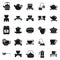 Chinese tea ceremony icons set, simple style