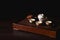 Chinese tea set on tea desk chaban on black background. Chinese tea ceremony.