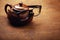 Chinese teapot glasses wooden sharp table