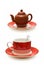 Chinese teapot and Luxury coffee cup isolated on a white background