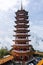 Chinese temple at Genting highland. Clouds above mountains. Malaysia