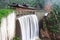 Chinese temple with waterfall