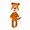 Chinese tiger for new year. Cute tiger. Cartoon character. Vector isolated colorful illustration.