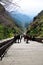 Chinese Tourists Climbing Tai Shan