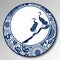 Chinese Traditional Blue And White Porcelain, Grus Japonensis