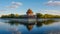 Chinese traditional building with water canal around. Beijing, China