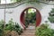 Chinese traditional circular door on a white wall