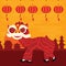 Chinese traditional dragon dance barongsai happy new lunar year celebration attraction red color