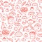 Chinese traditional food line seamless pattern