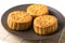 Chinese traditional mooncake , on plate
