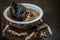 Chinese traditional nourishing health stew, stewed black bone chicken, Chinese black chicken soup, This soup very famous among