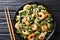 Chinese traditional Stir frying of shrimp, spinach, soy sprouts