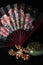 Chinese traditional wedding women`s jewelry hairpins. fan and incense burner. still-life
