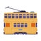 Chinese Tram or Streetcar as Train Running on Tramway Track on Public Urban Street Vector Illustration